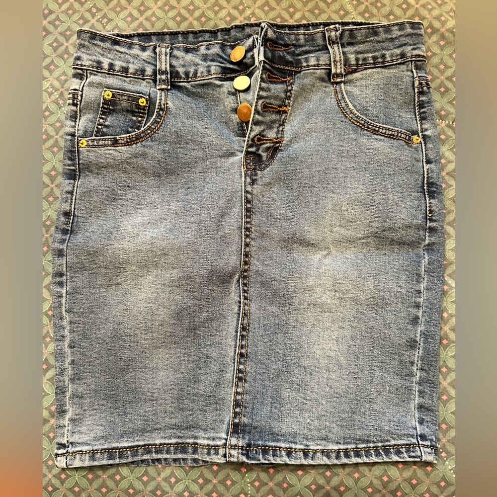 Denim button up skirt